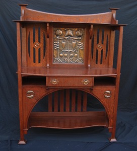 Vintage Arts and Crafts Sideboard Server Cabinet.  United Kingdom. Circa 1890.